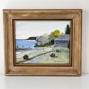 Oil Painting Houses by the Sea Coast Modern Art Painting By  by George Makinson